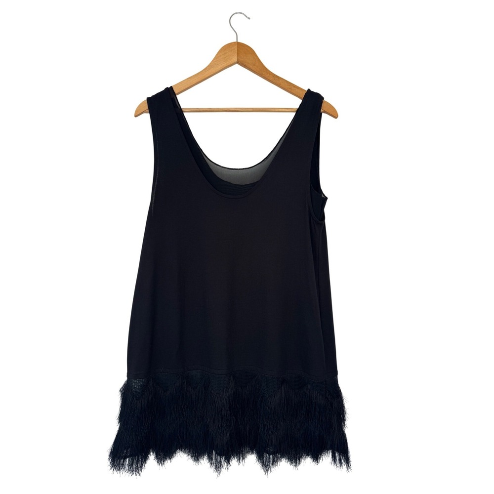 Gatsby Glam Banana Republic Fringe Hem Tank Top Womens S Black